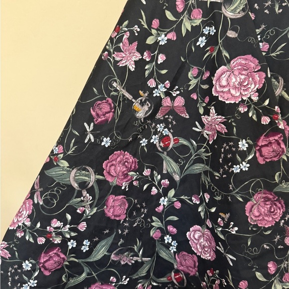 Hot Topic Floral Insects Swing Dress Black Halter Tulle Novelty Retro Small - Picture 5 of 10